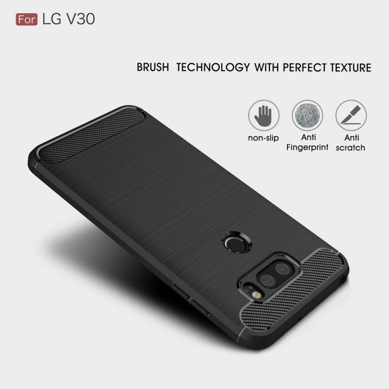 Cover LG V30 Sort Børstet Kulfiber