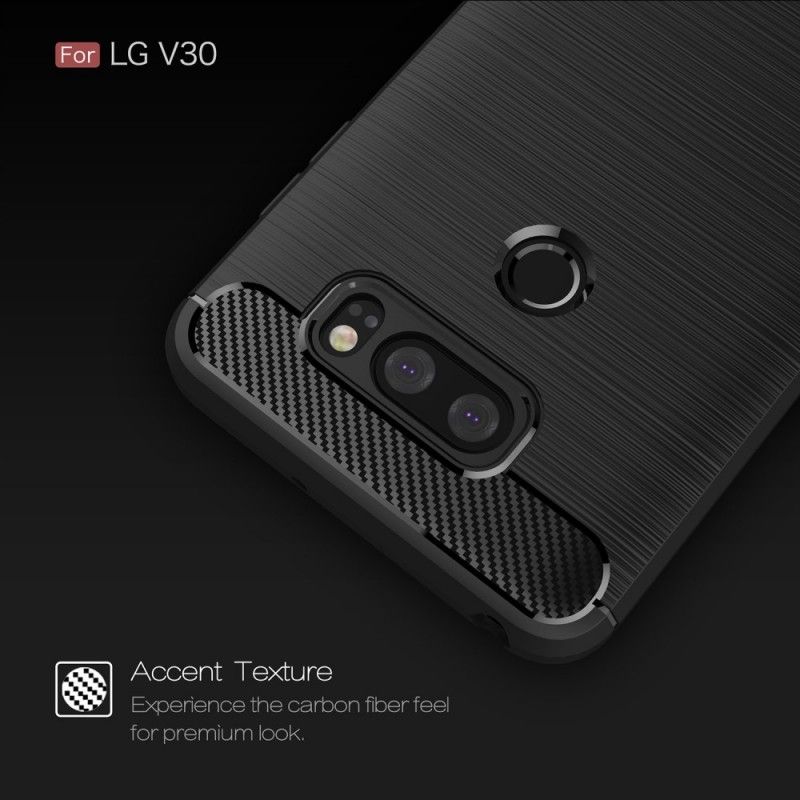 Cover LG V30 Sort Børstet Kulfiber