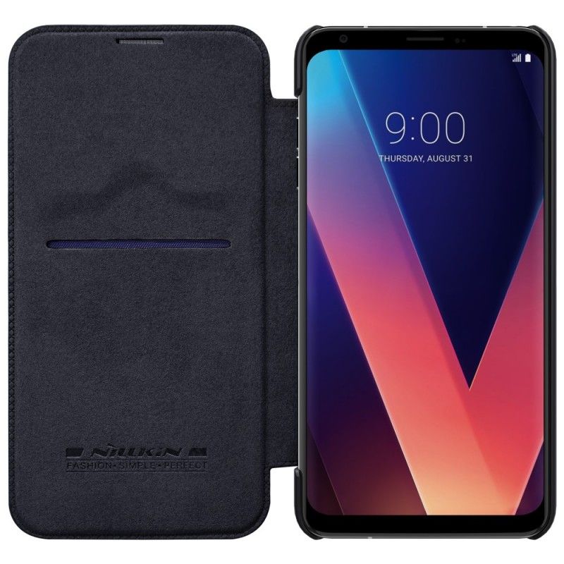 Læder Cover LG V30 Hvid Mobilcover Nillkin Qin-Serie