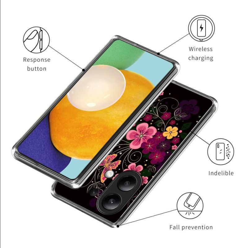 Cover Til Xiaomi Redmi Note 13 4g Blomster Og Sommerfugle