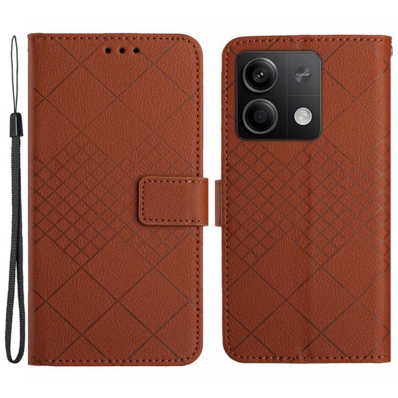 Flip Cover Til Xiaomi Redmi Note 13 4g Strappy Diamond Mønster