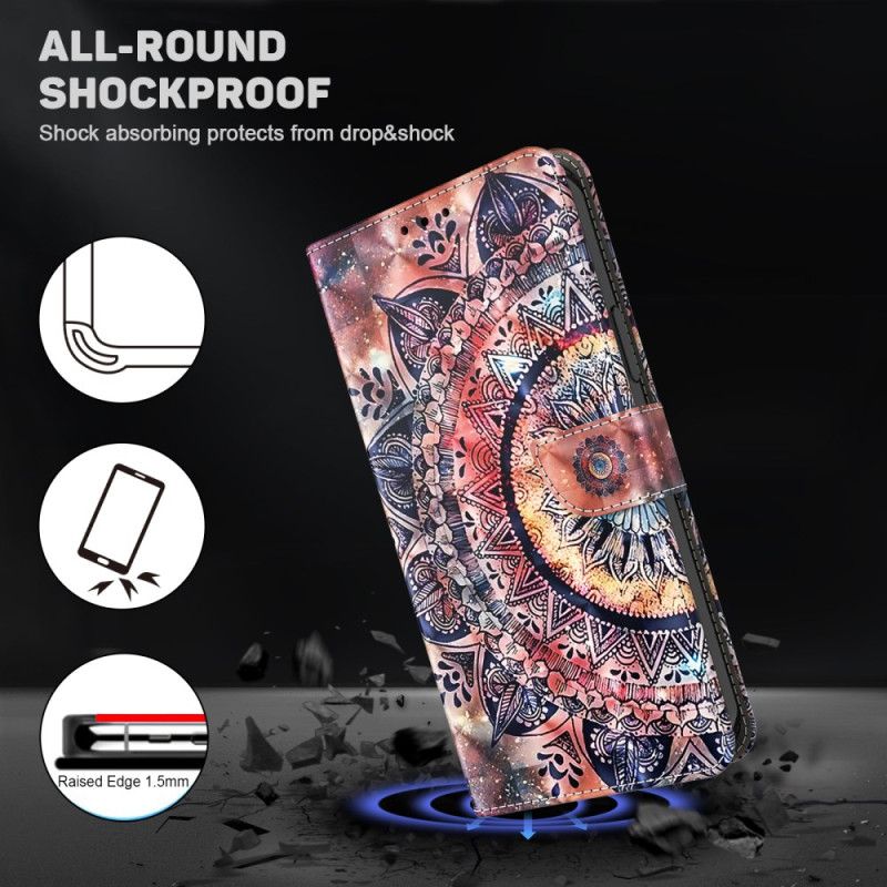 Flip Cover Xiaomi Redmi Note 13 4g Farverig Mandala Med Rem