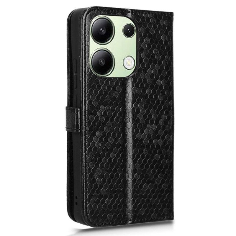 Flip Cover Xiaomi Redmi Note 13 4g Skinnende Prikket Rem