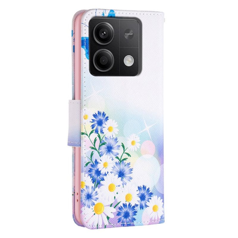 Flip Cover Xiaomi Redmi Note 13 4g Sommerfugl Og Blomster Akvarel