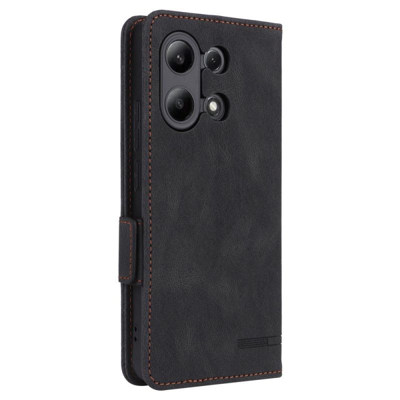 Læder Cover Xiaomi Redmi Note 13 4g Dobbeltlås I Vintage Stil