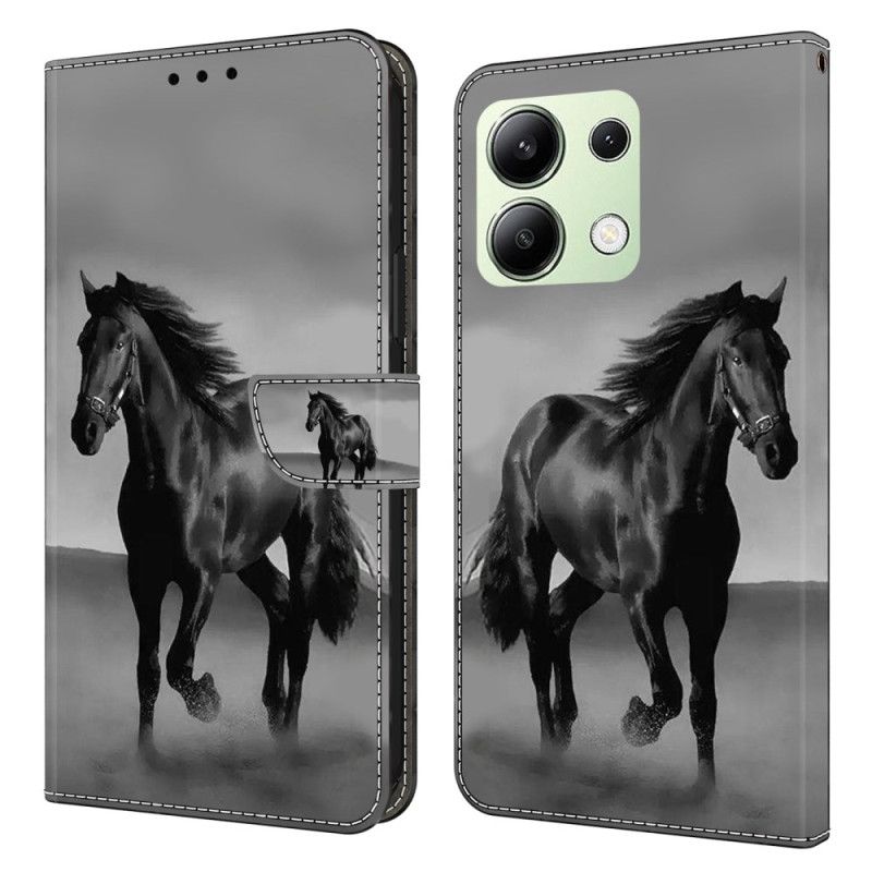 Læder Cover Xiaomi Redmi Note 13 4g Sort Hest