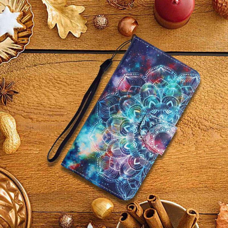 Læder Cover Xiaomi Redmi Note 13 4g Stjernehimmel Og Lanyard Mandala