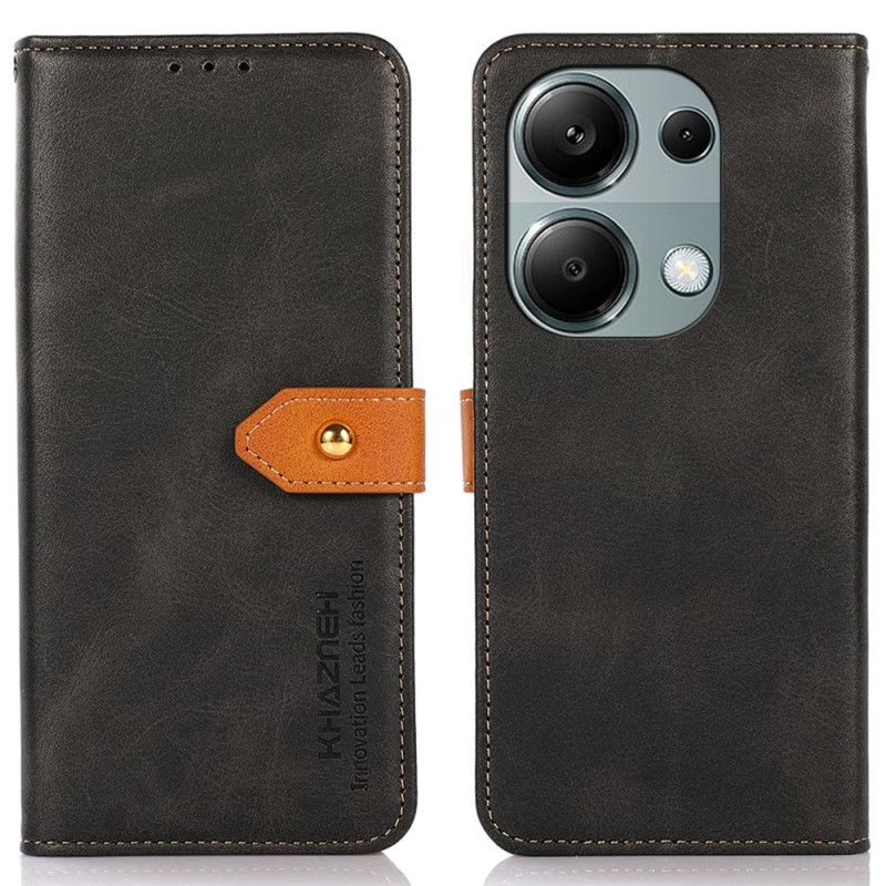 Læder Cover Xiaomi Redmi Note 13 4g Telefon Etui Guldlås Khazneh