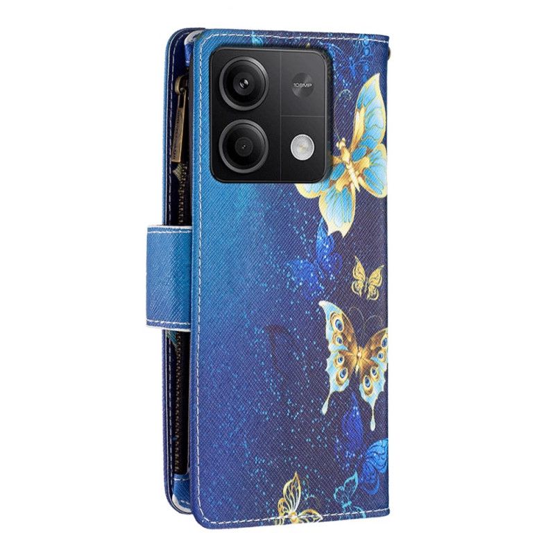 Læder Cover Xiaomi Redmi Note 13 4g Telefon Etui Gylden Sommerfugle Tegnebog