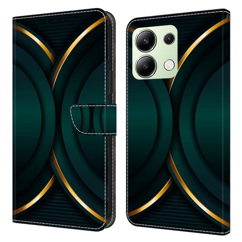 Læder Cover Xiaomi Redmi Note 13 4g Telefon Etui Gyldent Omrids