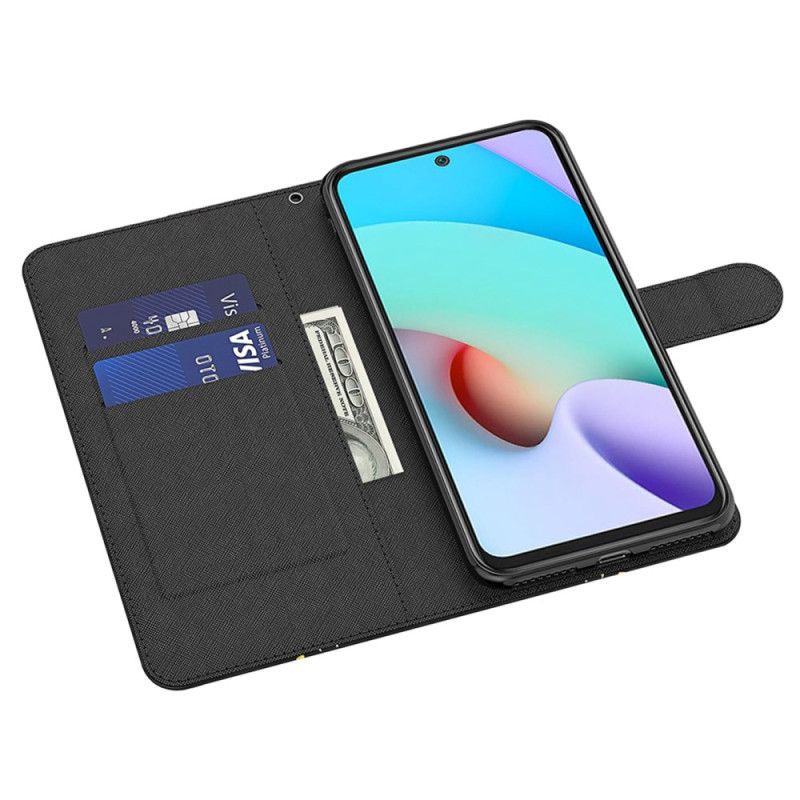 Læder Cover Xiaomi Redmi Note 13 4g Telefon Etui Gyldne Sommerfugle Med Rem