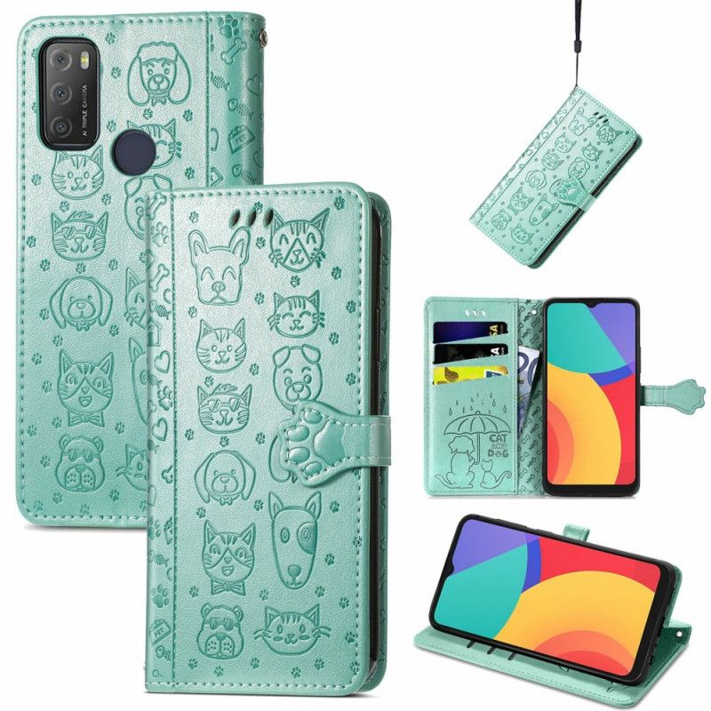 Læder Cover Alcatel 3l (2021) / 1s (2021) Telefon Etui Animerede Dyr