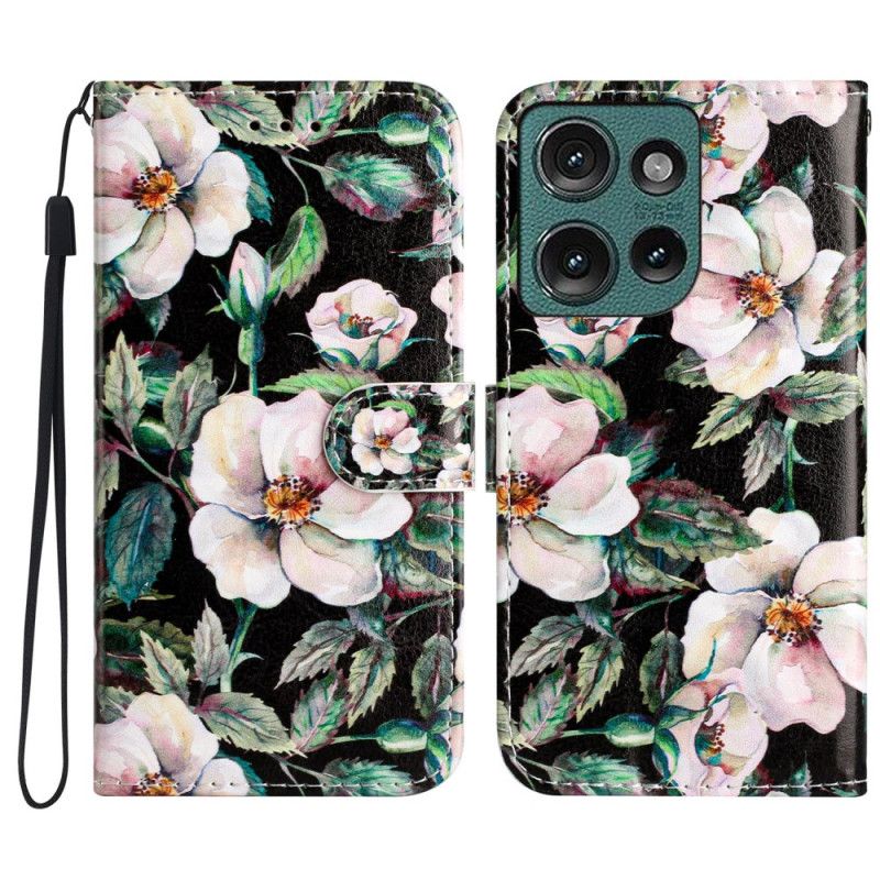 Flip Cover Motorola Edge 50 Stribede Magnolier