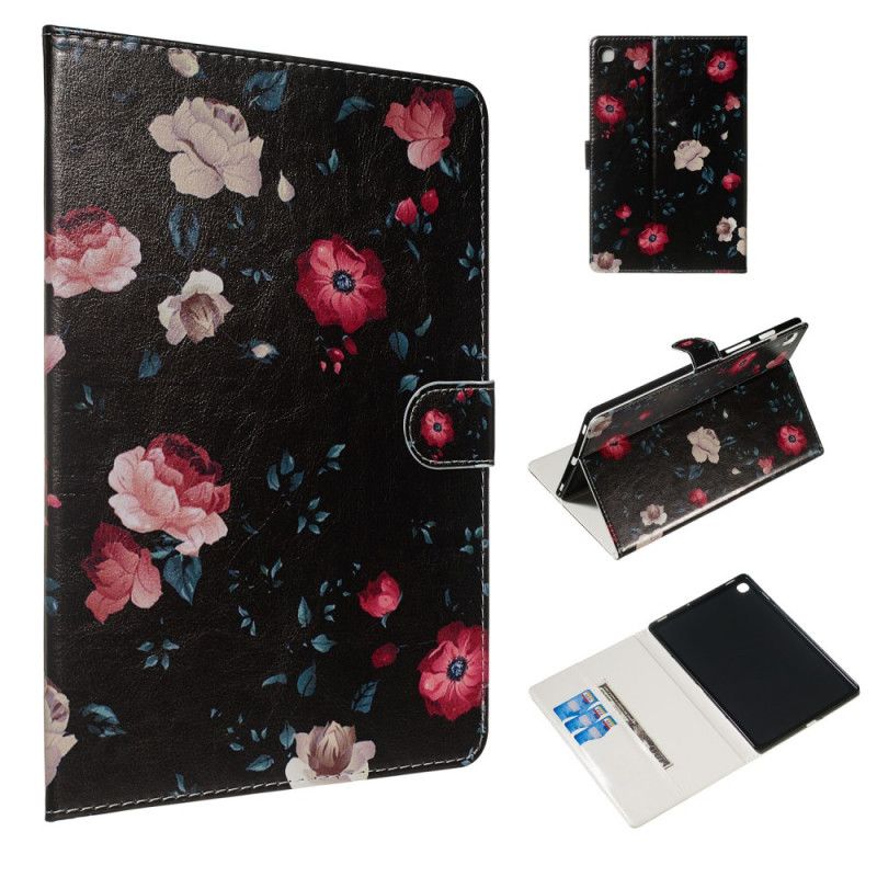 Flip Cover Læder Samsung Galaxy Tab S5e Sort Blomster Beskyttelse