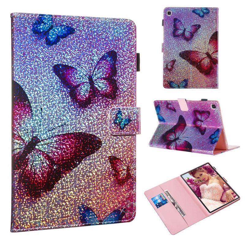 Flip Cover Samsung Galaxy Tab S5e Glitter Sommerfugle