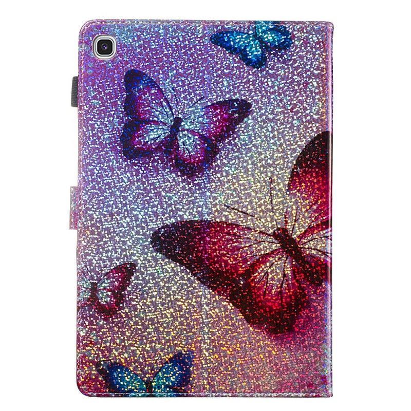 Flip Cover Samsung Galaxy Tab S5e Glitter Sommerfugle