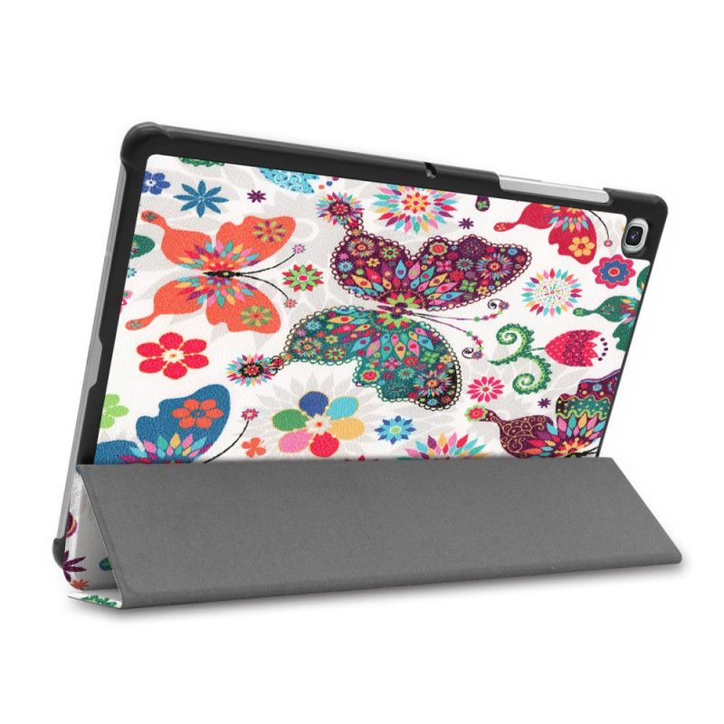 Smart Sag Samsung Galaxy Tab S5e Retro Sommerfugle Og Blomster