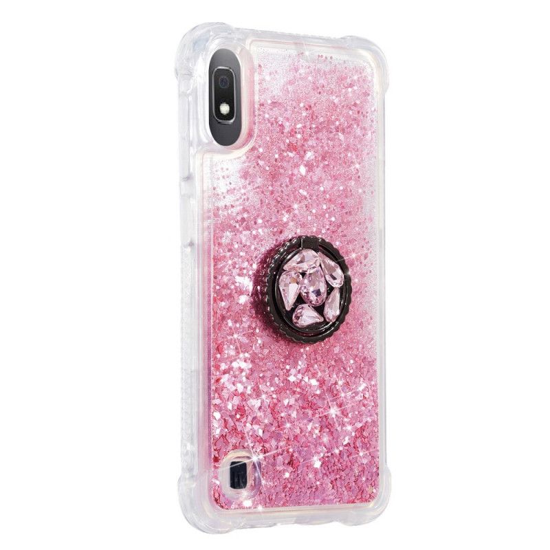 Cover for Samsung Galaxy A10 Rød Ringholder Pailletter