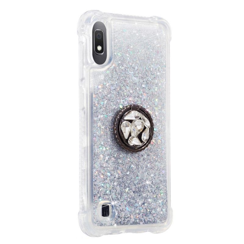 Cover for Samsung Galaxy A10 Rød Ringholder Pailletter