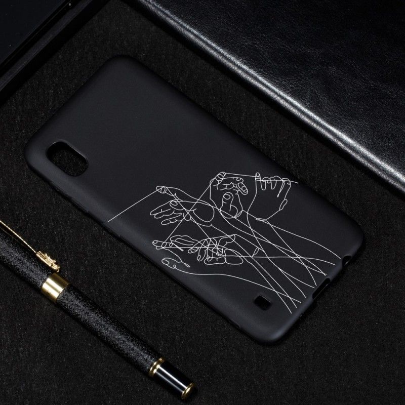 Cover Samsung Galaxy A10 Fleksible Silikone Grafiske Hænder Beskyttelse