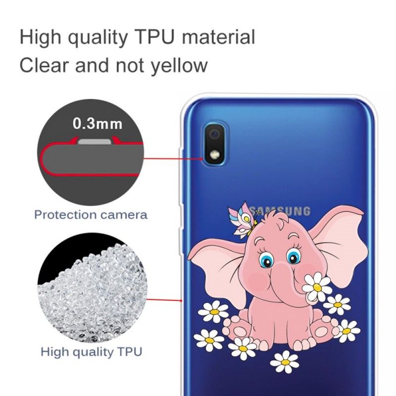 Cover Samsung Galaxy A10 Gennemsigtig Lyserød Elefant Beskyttelse