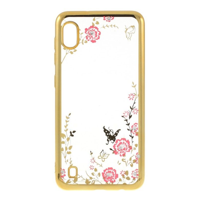 Cover Samsung Galaxy A10 Guld Blomst Og Sommerfugl Diamanter Original