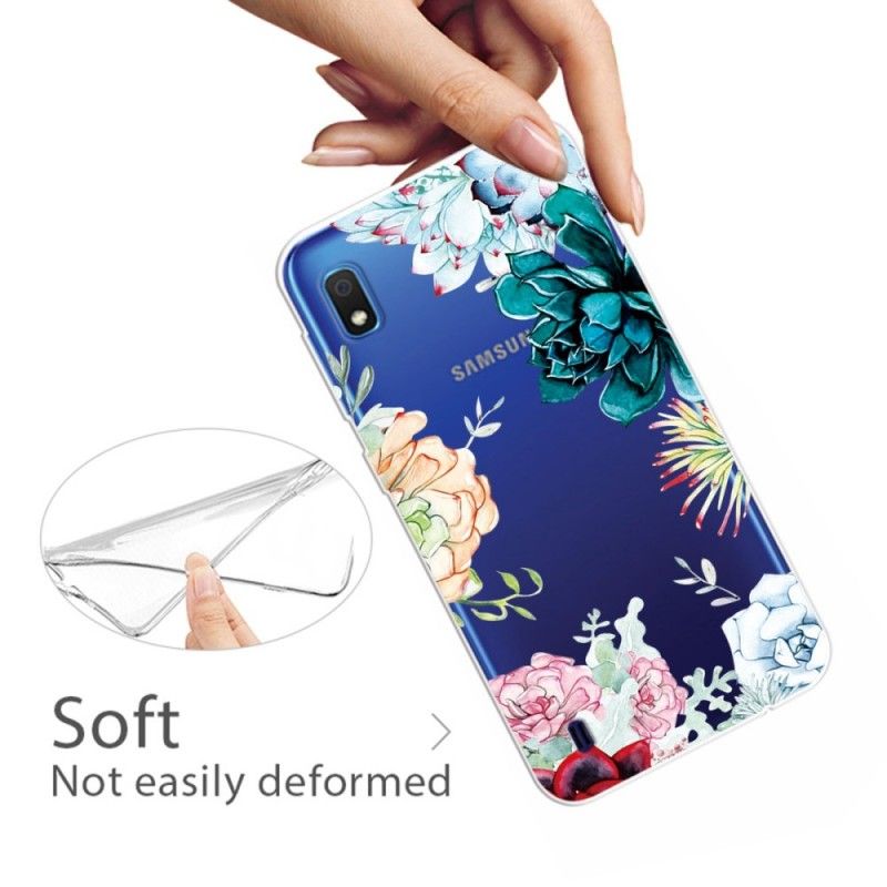 Cover Samsung Galaxy A10 Mobilcover Gennemsigtige Akvarelblomster