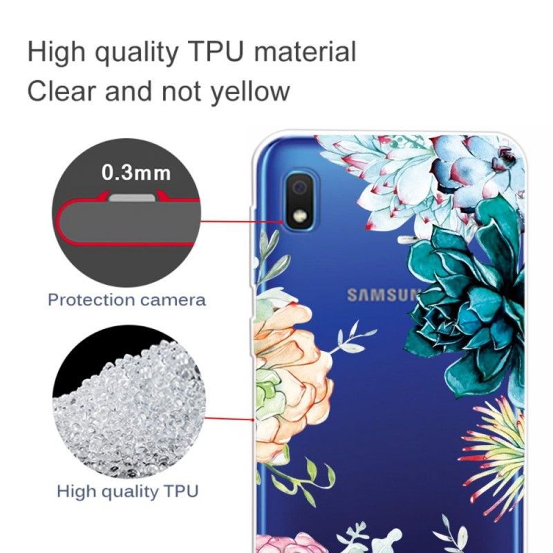 Cover Samsung Galaxy A10 Mobilcover Gennemsigtige Akvarelblomster