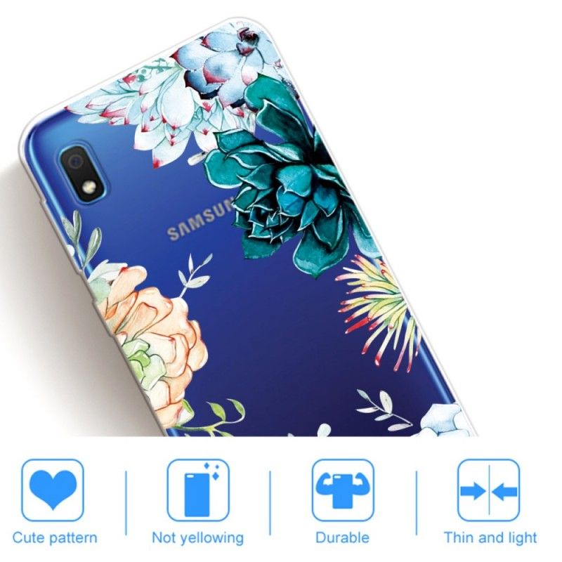 Cover Samsung Galaxy A10 Mobilcover Gennemsigtige Akvarelblomster