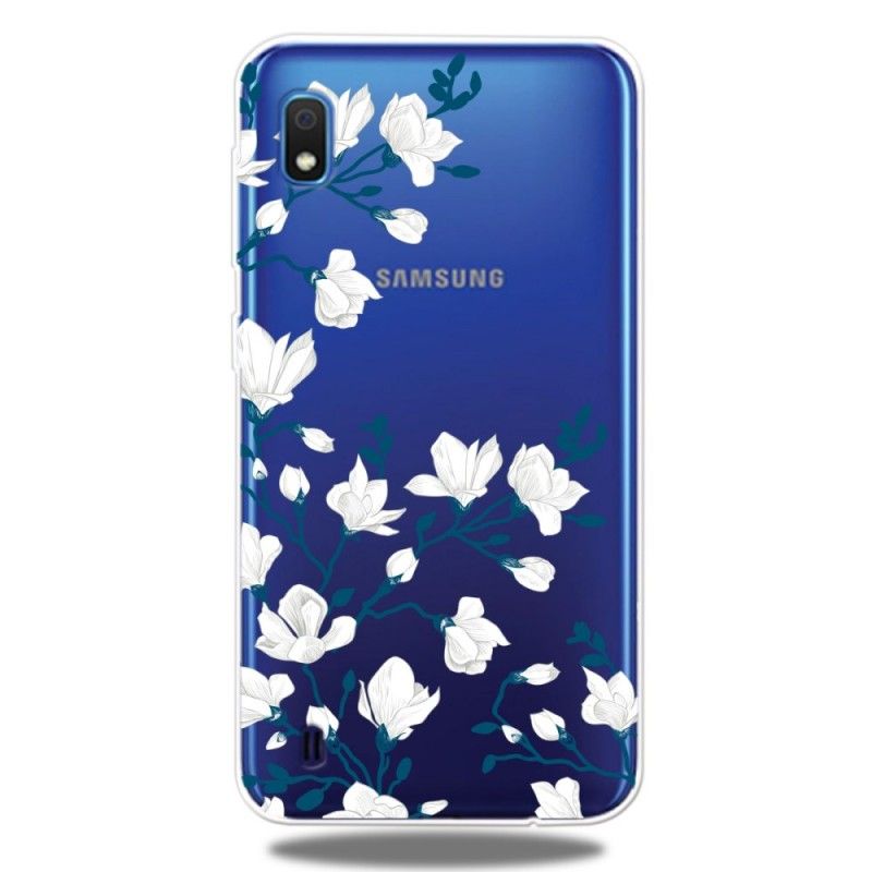 Cover Samsung Galaxy A10 Mobilcover Hvide Blomster