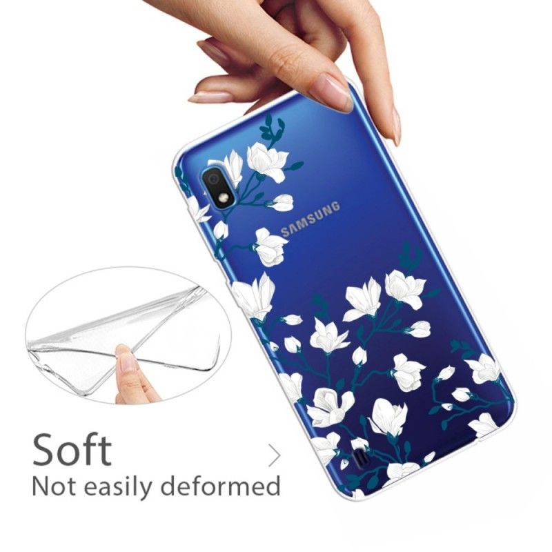 Cover Samsung Galaxy A10 Mobilcover Hvide Blomster