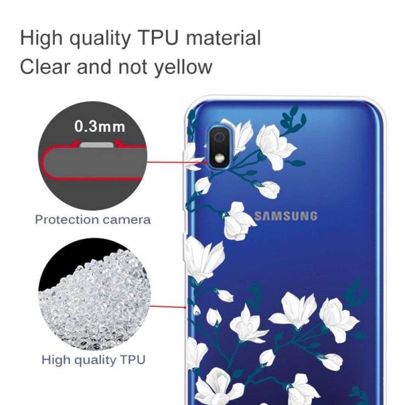 Cover Samsung Galaxy A10 Mobilcover Hvide Blomster