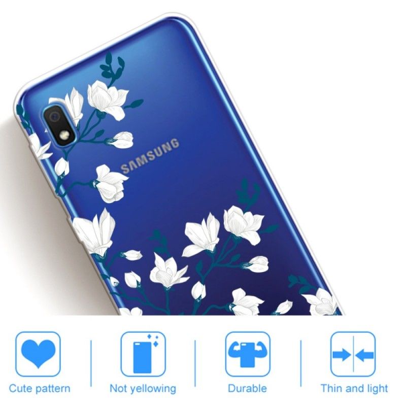 Cover Samsung Galaxy A10 Mobilcover Hvide Blomster