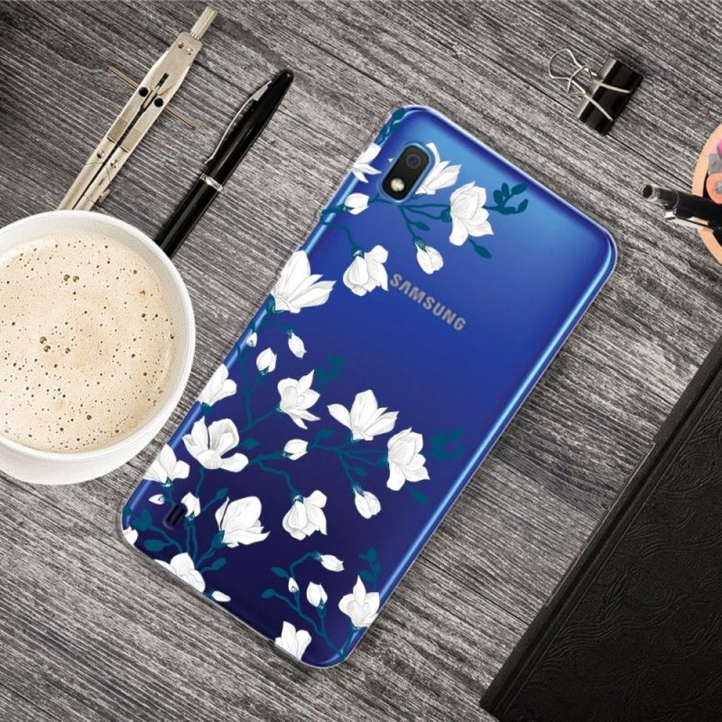 Cover Samsung Galaxy A10 Mobilcover Hvide Blomster