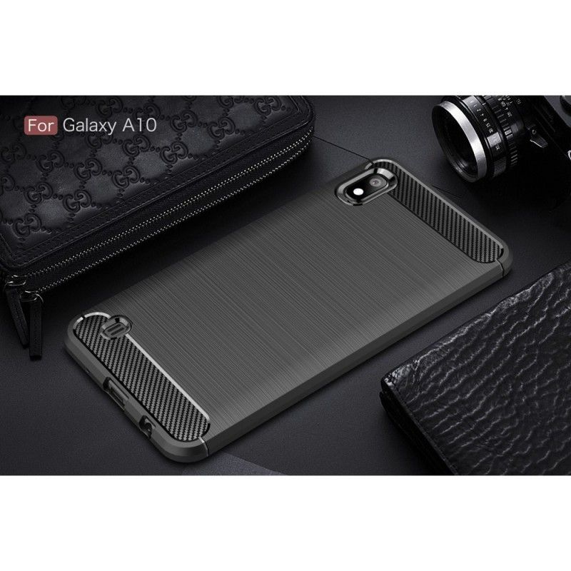 Cover Samsung Galaxy A10 Sort Børstet Kulfiber