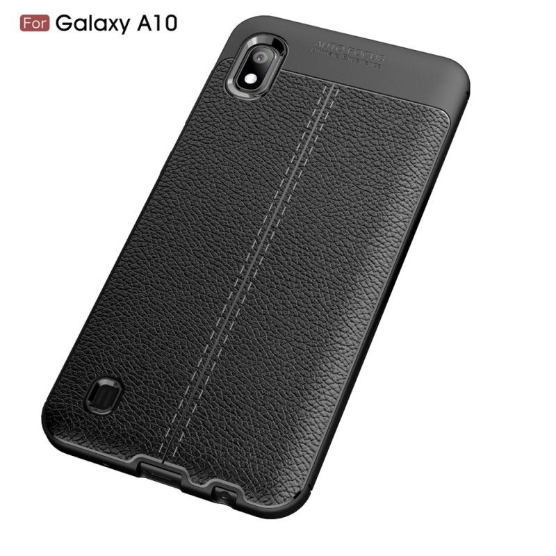 Cover Samsung Galaxy A10 Sort Dobbelt Line Lychee Læder Effekt