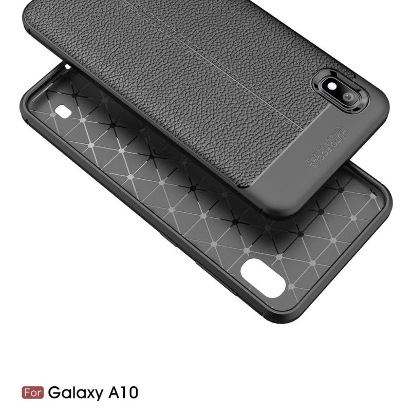 Cover Samsung Galaxy A10 Sort Dobbelt Line Lychee Læder Effekt