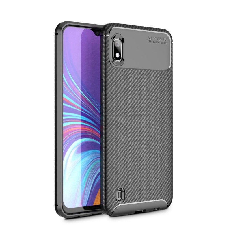 Cover Samsung Galaxy A10 Sort Fleksibel Kulfibertekstur