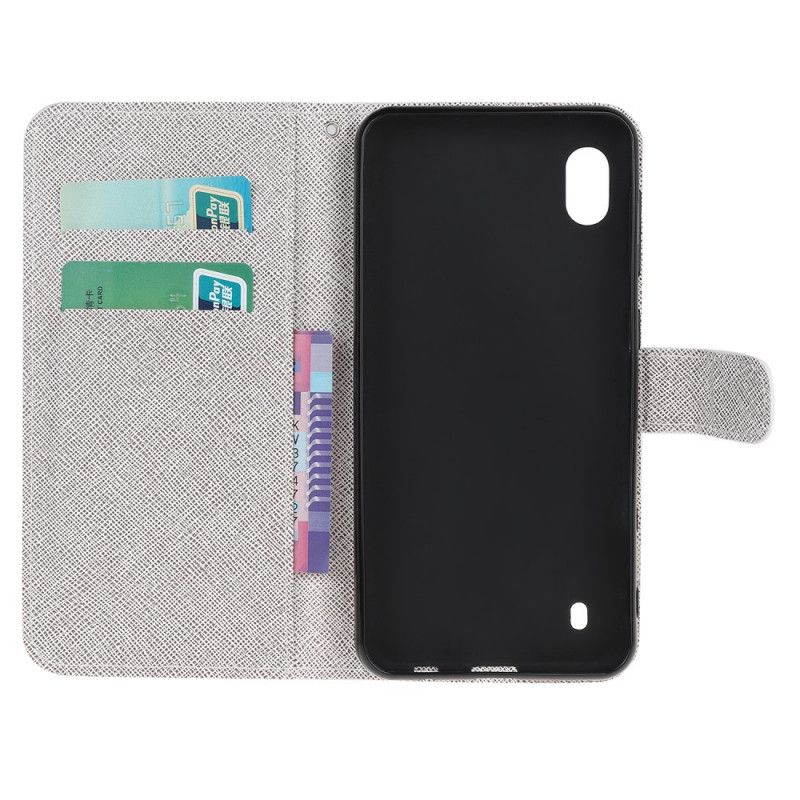 Flip Cover Læder for Samsung Galaxy A10 Fjer Med Rem