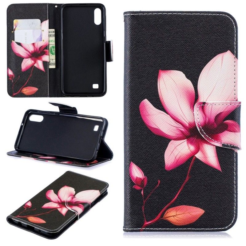 Flip Cover Læder for Samsung Galaxy A10 Lyserød Blomst