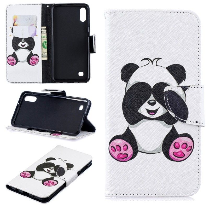 Flip Cover Læder for Samsung Galaxy A10 Sjov Panda