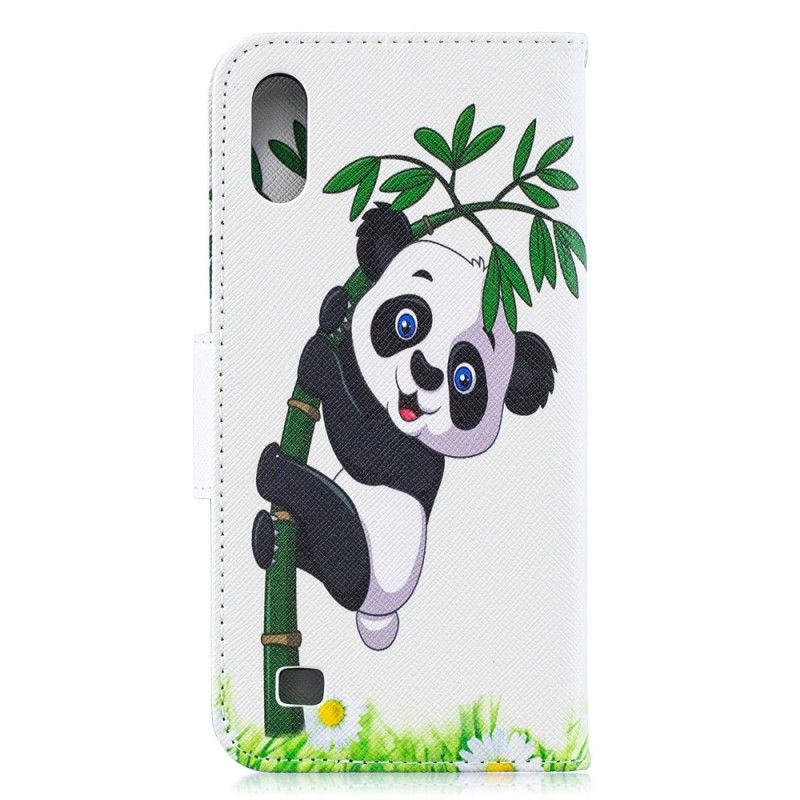 Flip Cover Læder Samsung Galaxy A10 Panda På Bambus