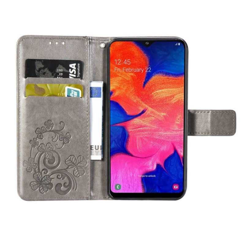 Flip Cover Læder Samsung Galaxy A10 Sort Blomsterprint