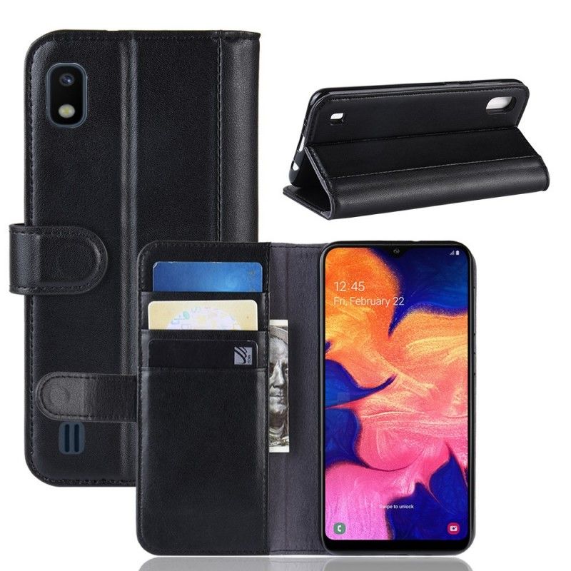 Flip Cover Læder Samsung Galaxy A10 Sort Delt Læder