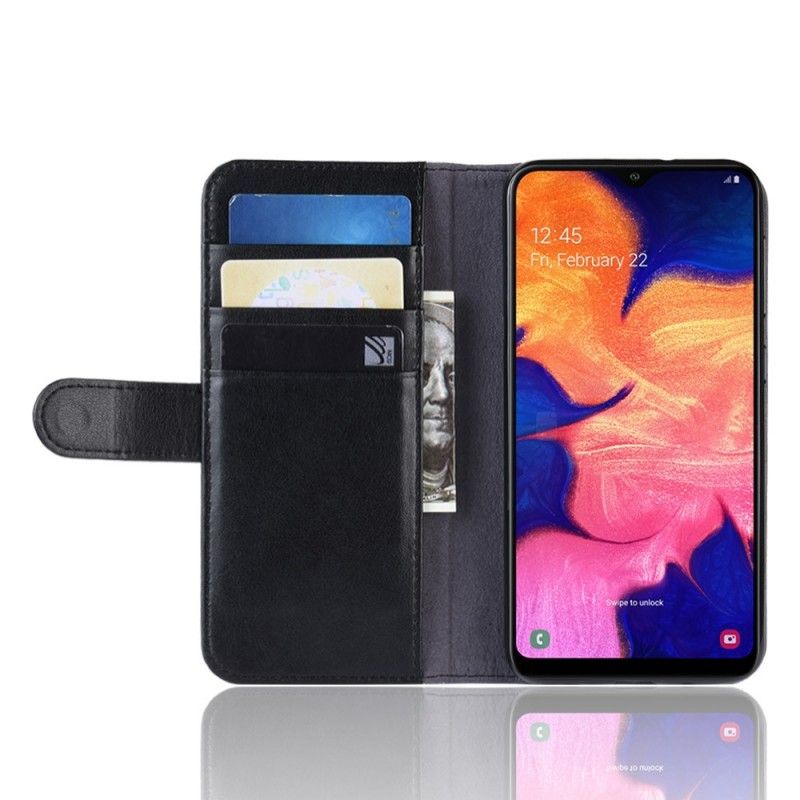 Flip Cover Læder Samsung Galaxy A10 Sort Delt Læder