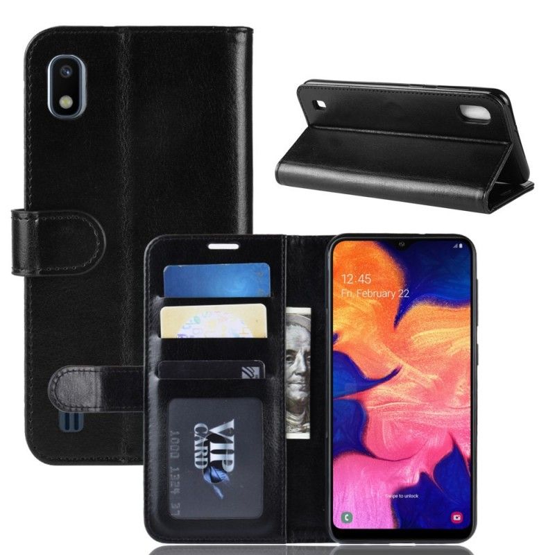 Flip Cover Læder Samsung Galaxy A10 Sort Designer Lædereffekt