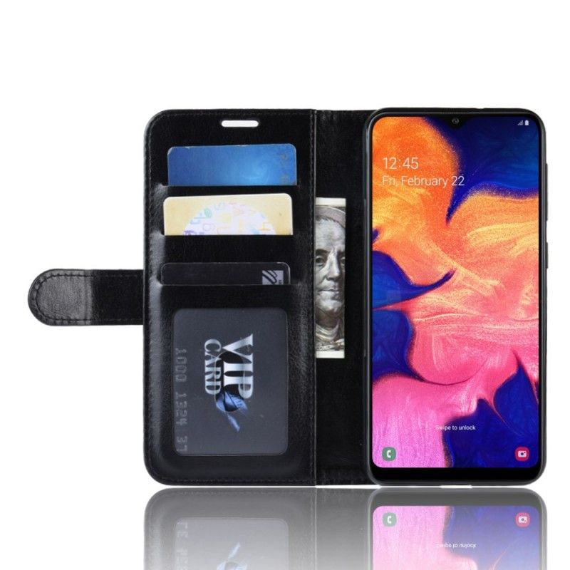 Flip Cover Læder Samsung Galaxy A10 Sort Designer Lædereffekt