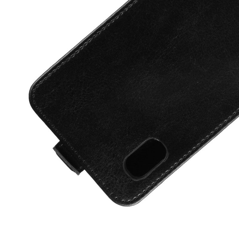 Flip Cover Samsung Galaxy A10 Sort Foldning Af Lædereffekt