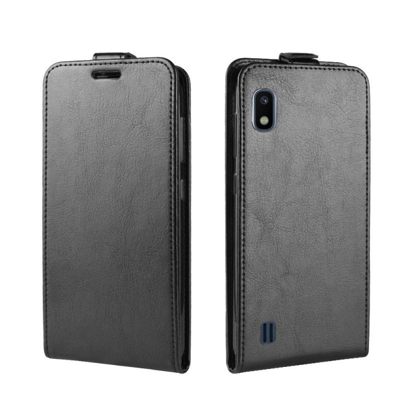 Flip Cover Samsung Galaxy A10 Sort Foldning Af Lædereffekt