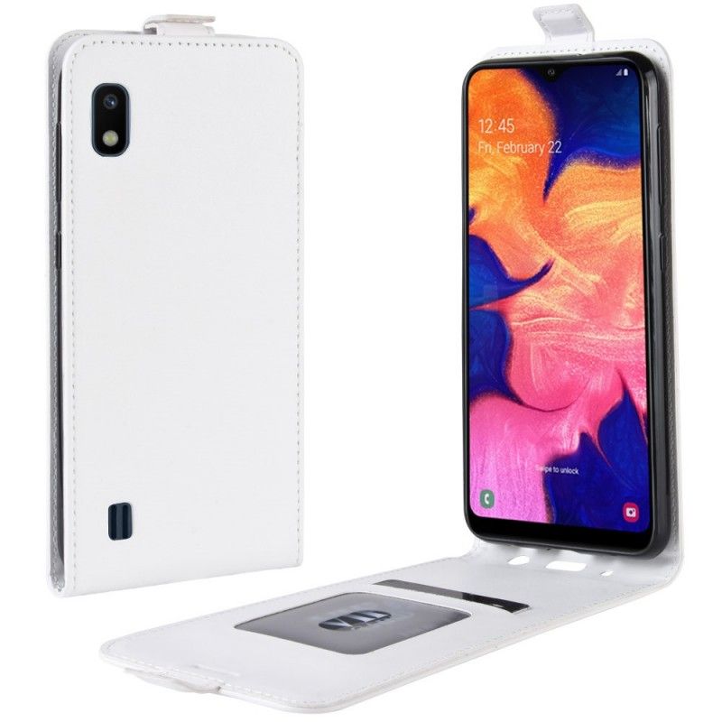 Flip Cover Samsung Galaxy A10 Sort Foldning Af Lædereffekt